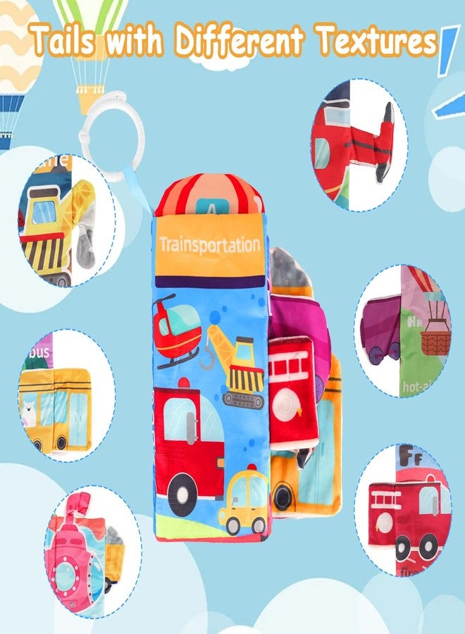 Zorbes SNOWIE Soft® Baby Cloth Book for Age 6-12 Month, 12-Page Cartoon Transportation -Theme Cloth Book with Squeaky Sound Toy,Stroller Hanging Soft Busy Book,Interactive Sensory Books - Image 3